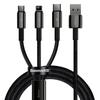 Baseus Tungsten Multi-Purpose USB Cable - 3-in-1 Type-C/Lightning/Micro USB, 3.5A, 1.5m, Black