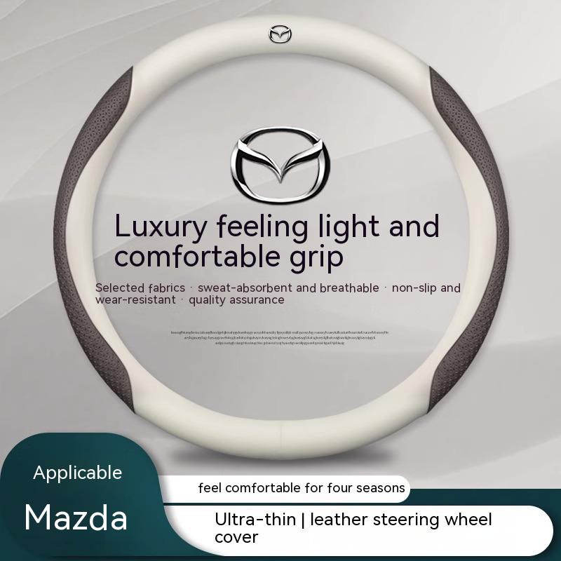 For Mazda 3 5 6 SKYACTIV Axela Atenza CX30 CX5 CX7 CX8 CX9 MX5 RX7 BT50 Carbon fiber Leather Anti-slip Car Steering Wheel Cover MG7