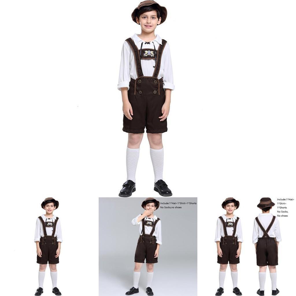 Элегантный детский немецкий сценический костюм для Октоберфеста со шляпой для Хэллоуина, косплея