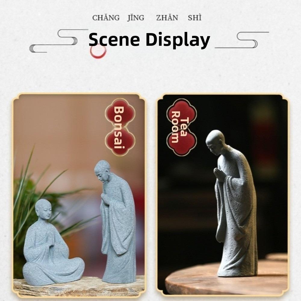 Micro-Landscape Meditation Monks Figurine Resin Funny Zen-Themed Decoration Desk Home Prayer Monks Statues