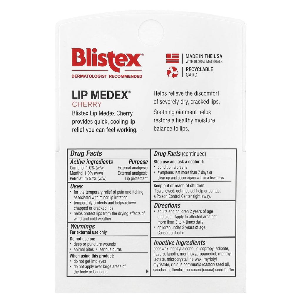 Lip Medex®, Cherry, 2 Tubes, 10G (0.35Oz) Each