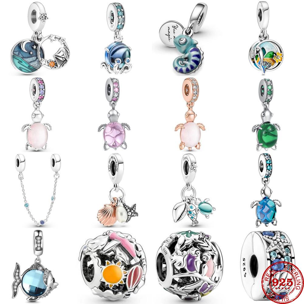 New 925 Silver Turtle Chameleon Ocean Series Pendant Charm DIY Bead fit Pendant Bracelet Fashion jewelry