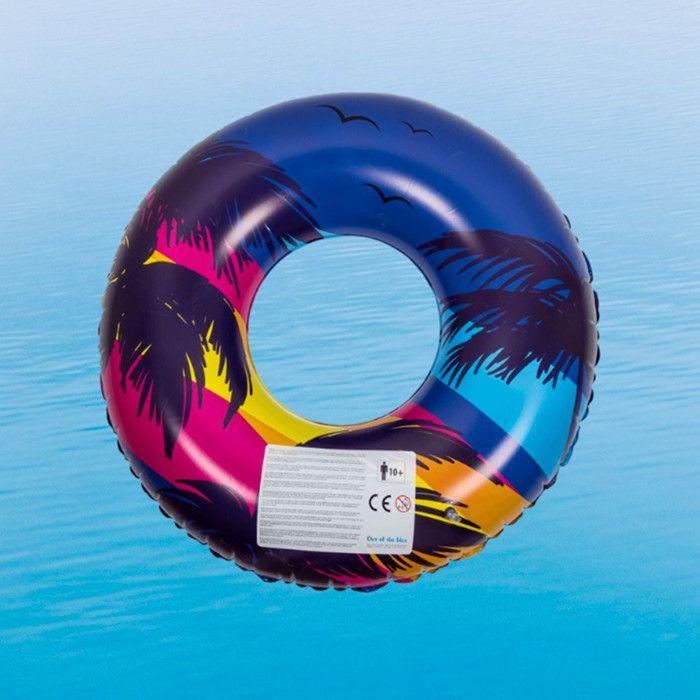 Bouée Gonflable - PALMBUOY - Rétro Design Palmier et Sunset - 90 cm - PVC Durable - Mixte