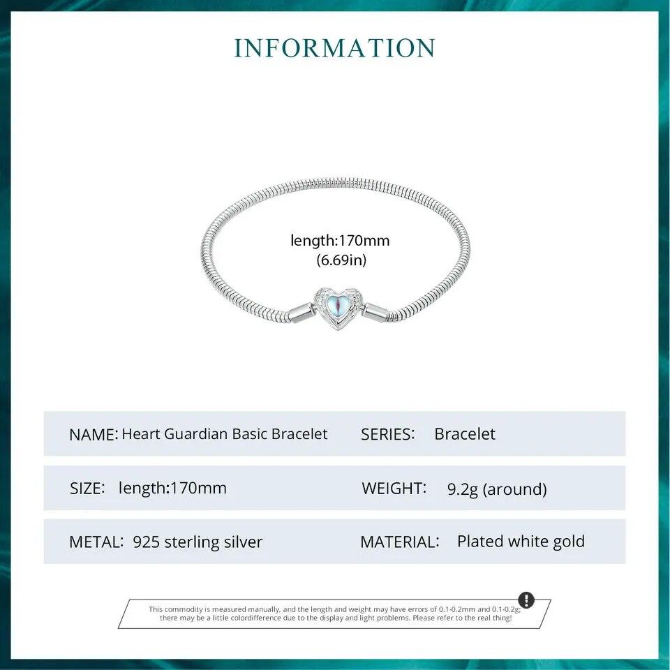 Bamoer Аутентичный браслет из стерлингового серебра 925 пробы с сердцем-защитником в виде змеи, женский браслет с бусинами и подвеской, браслет «сделай сам»