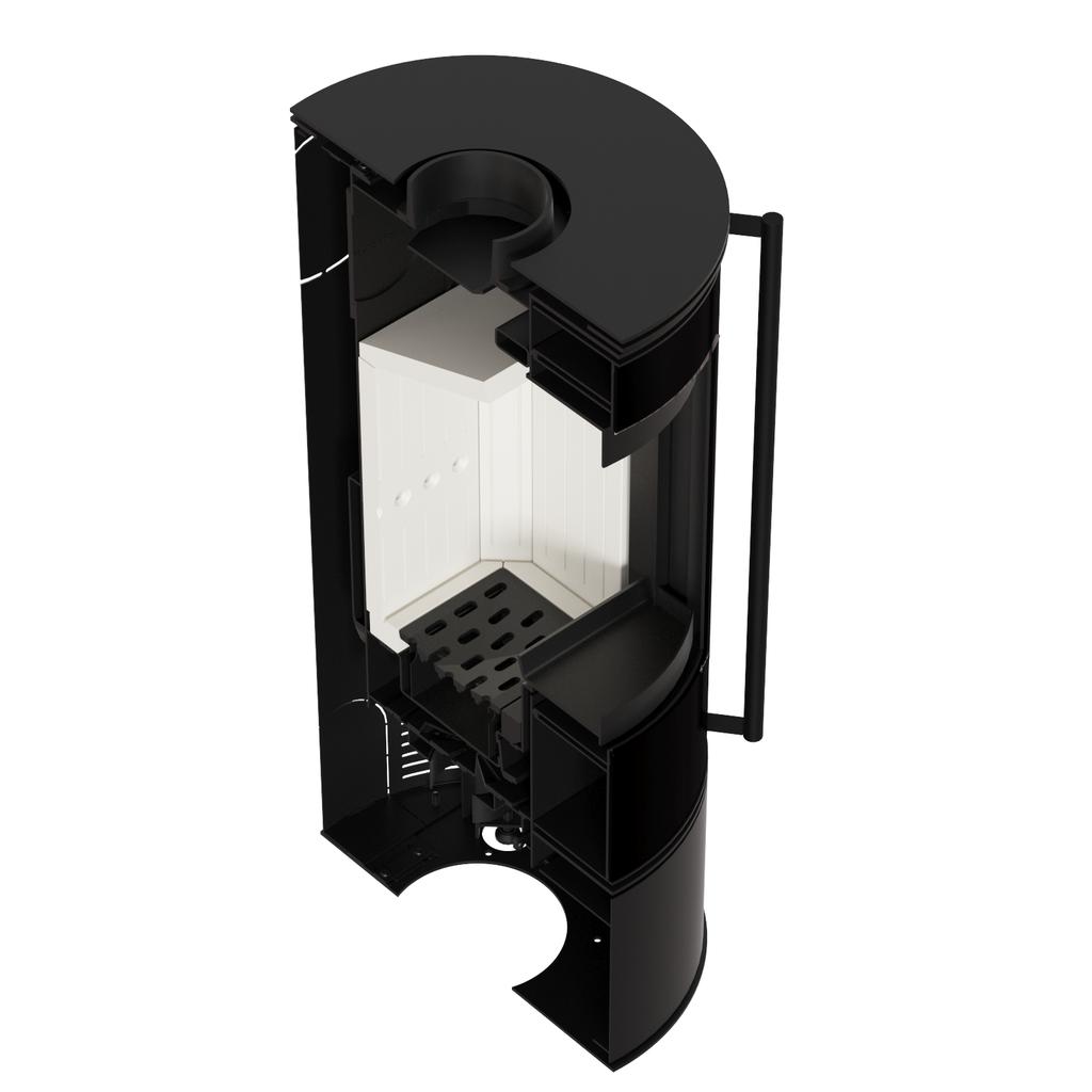 Freestanding steel stove KOZA SKADI with black thermotec and closing mechanism