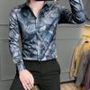 Цветочная рубашка мужская с длинным рукавом корейский стиль модная крутая рубашка с принтом японский интернет известный топ