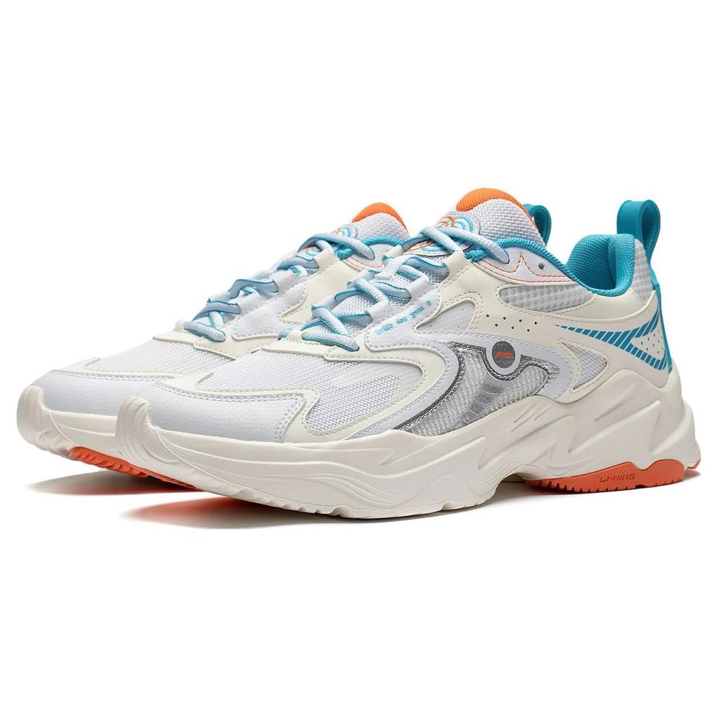 Li-Ning Кроссовки Meteor Non-Slip Shock Absorbing Durable Low-Top для бега у мужчин, кроссовки Off-White Sea-Blue ARXT009-2