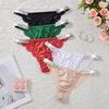 Women Panties Shiny Sequin Low Waist Hollow Out Lace Contrast Color