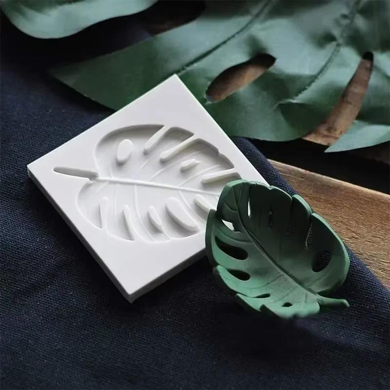 Cake Sugar Craft Molds Kitchen Handamde Baking Tools Random Color Silicone Cake Creative Leaves Shaped Stencil Polymer Clay Cup