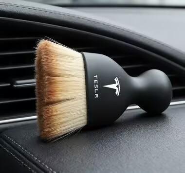 QPVH8 Suede Clean Leather Cloth Car Washing Cleaning Tool Air Conditioner Outlet Cleaning Soft Brush For Tesla Model Y S X car sticker