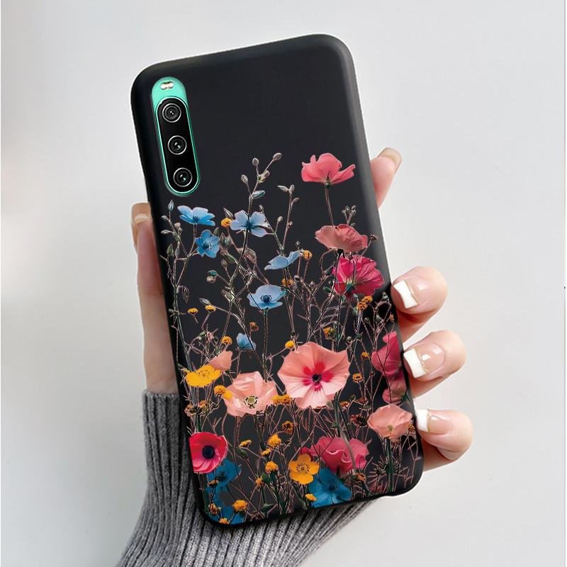 For Sony Xperia 10 VI V IV III II Case Luxury Fashion Butterfly Flowers Soft Black TPU Cover Ultrathin Shockproof Shell Fundas