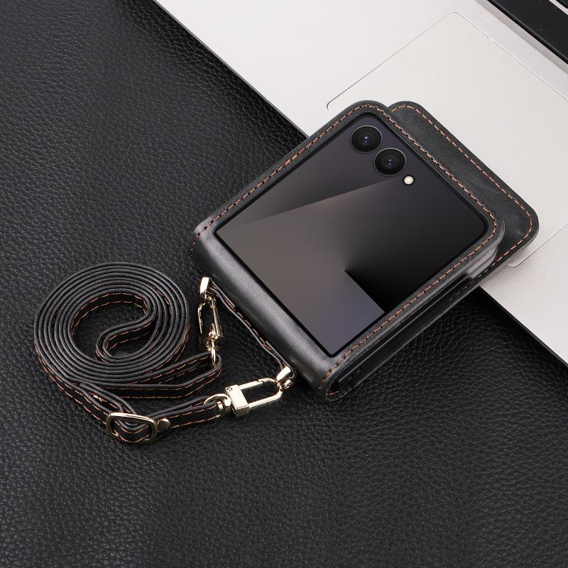 Кожаная сумка-кроссбоди для Samsung Galaxy Z Flip 7/6/5/4 5G - Женский чехол-книжка для раскладушки