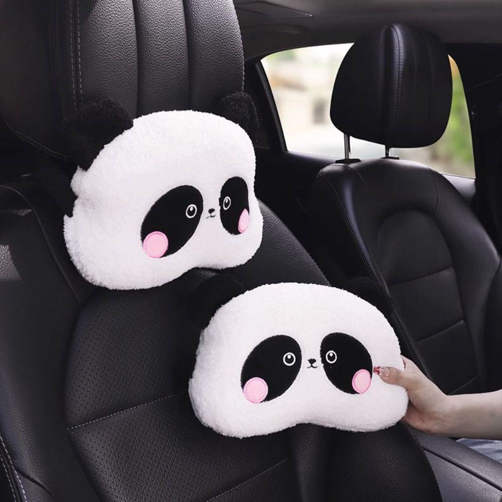 Plush Panda Auto Waist Support Cushion Heart Panda Car Headrest Interior Accessories