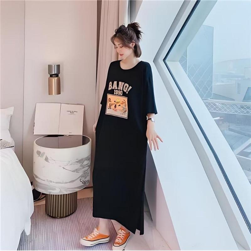 Женское платье длиной до колена, летнее свободное платье-футболка с короткими рукавами, омолаживающее прямое платье