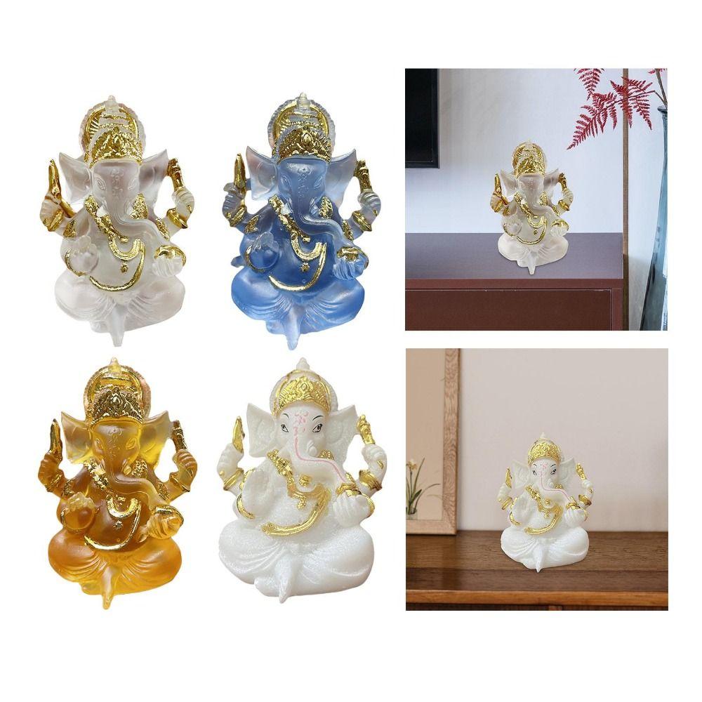 Resin Art Sitting Ganesha Sculpture Decorative Ganesha Car Ornaments Home Decor