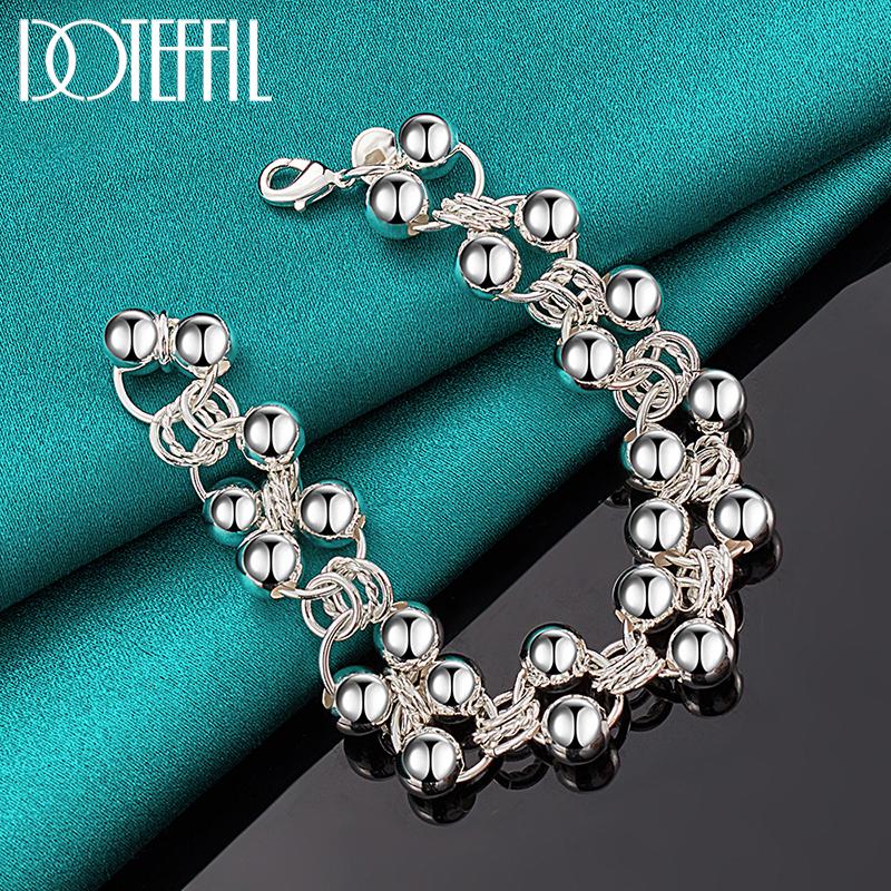 Ювелирные изделия из браслета из стерлингового серебра 925 пробы с гладкими бусинами