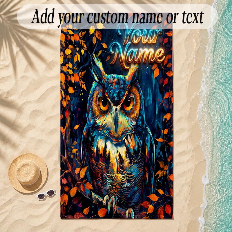 Birds Theme Soft Beach Towel Personalized Custom Name Text Towel Portable for Beach Pool Travel