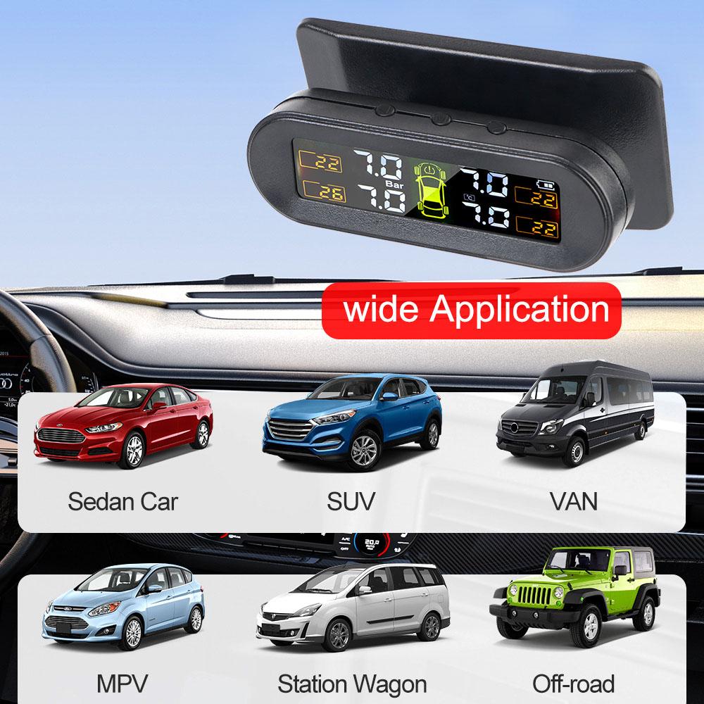 Rotating Holder 0-3.5Bar 4 External Sensors Car Tyre Pressure Monitor Tire Pressure Monitoring System Digital USB Solar TPMS