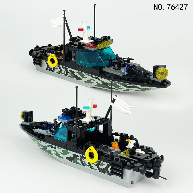 New Military Patrol Boat Building Blocks Set, Camouflage Warship DIY Assembly Toy, Educational Bricks Gift for Kids And Adults