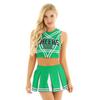 Women Japanese Schoolgirl Cosplay Uniform Girl Sexy Lingerie Sleeveless Crop Top with Mini Pleated Skirt Cheerleader Costume Set