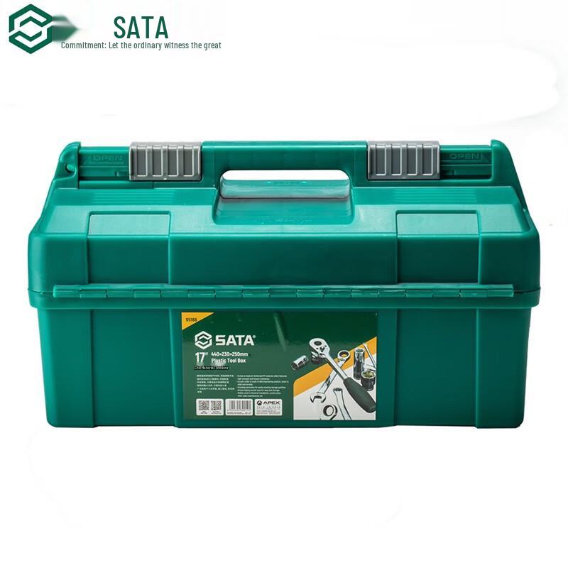 SATA 95166 Трехуровневый пластиковый ящик для инструментов, 17 дюймов