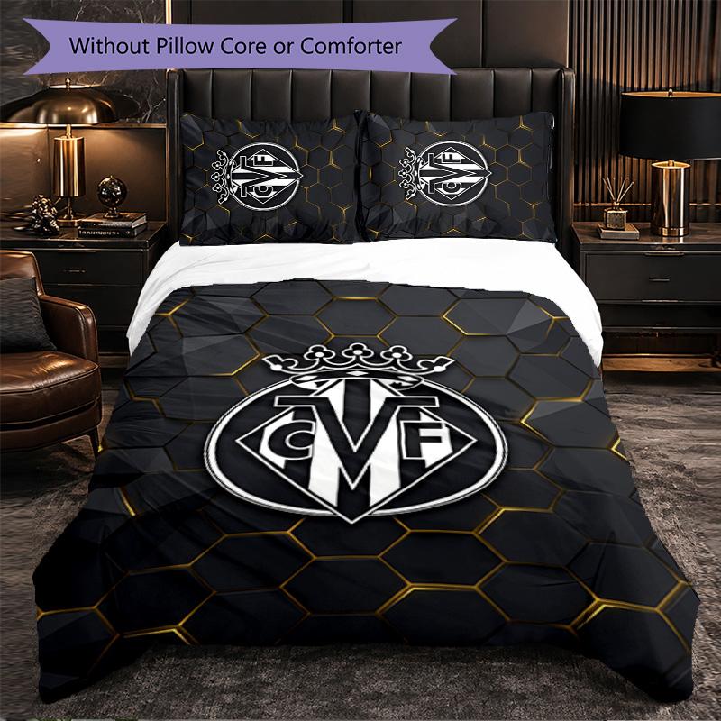 Villarreal FC Themed Bedding 3Pcs Duvet Cover Set Decorative Bed Linen For Teen Room Home Decoration