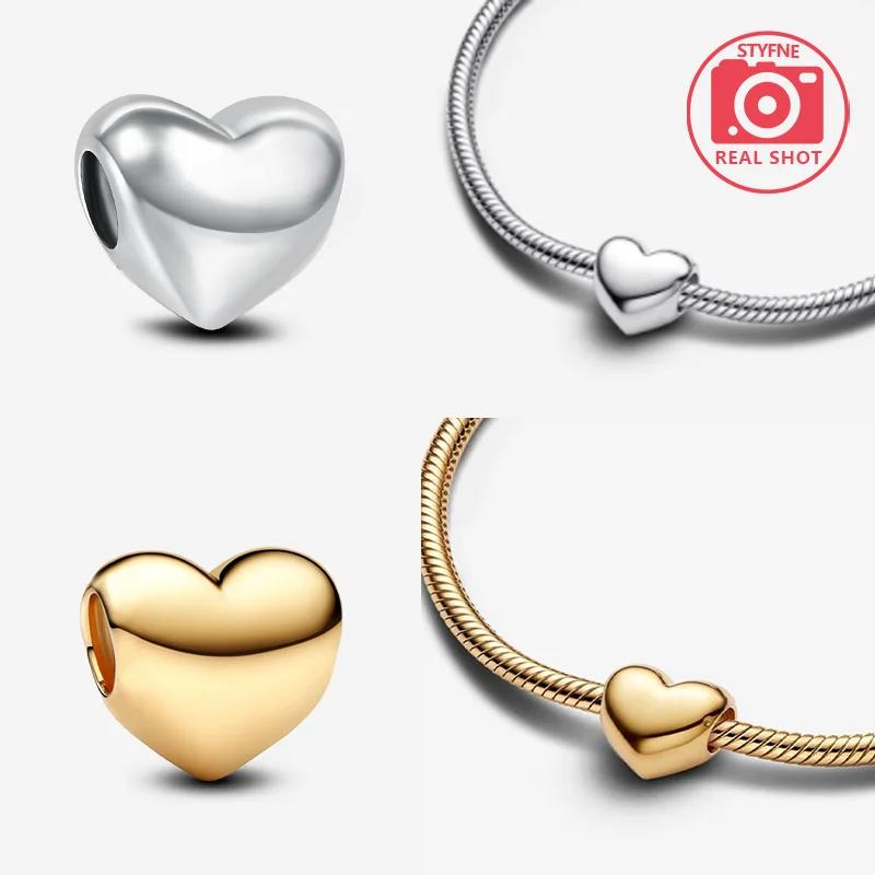 Silver S925 Heart Series Charm Gold Love Star Beads Double Dangle Charm Be Love Heart Charm for Women Diy Jewelry Gifts