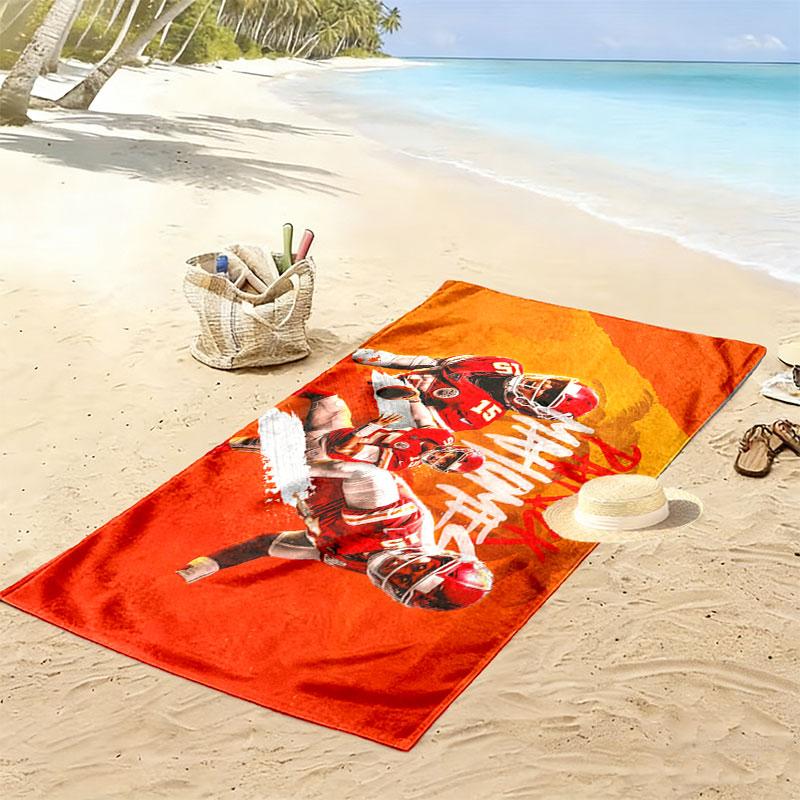 Patrick Mahomes Print Beach Towel, Large Soft Quick Dry Towel for Beach Camping Swimming