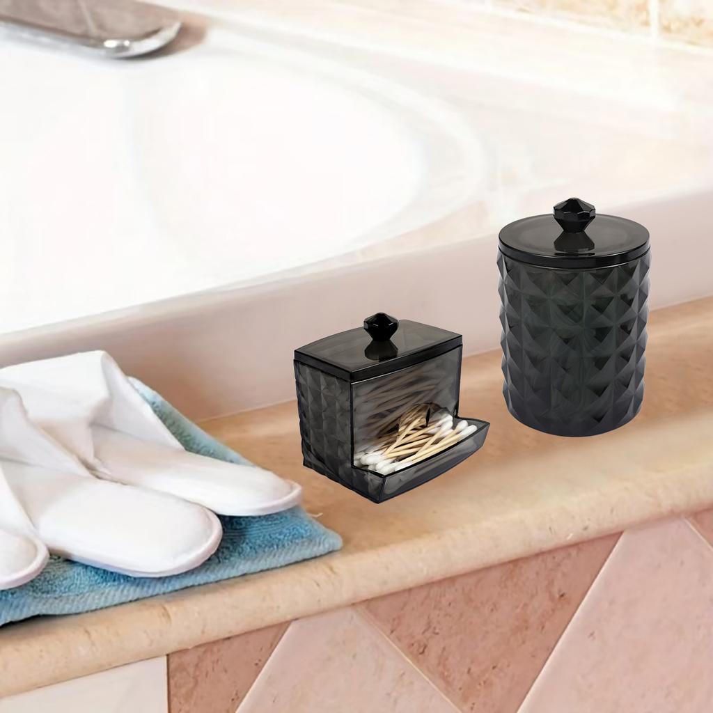 3 Подставки для ватных палочек, Диспенсер для ванной комнаты, Коробка для хранения ватных дисков, Ватные палочки, Прозрачная банка для хранения с крышкой, Организация дома