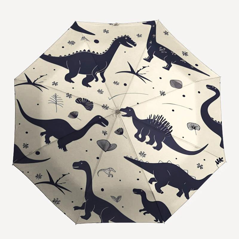 1pc Dino World Automatic Open/Close Umbrella with One-Touch Button, Compact Folding Canopy, Sturdy 8-Rib Windproof Design -141