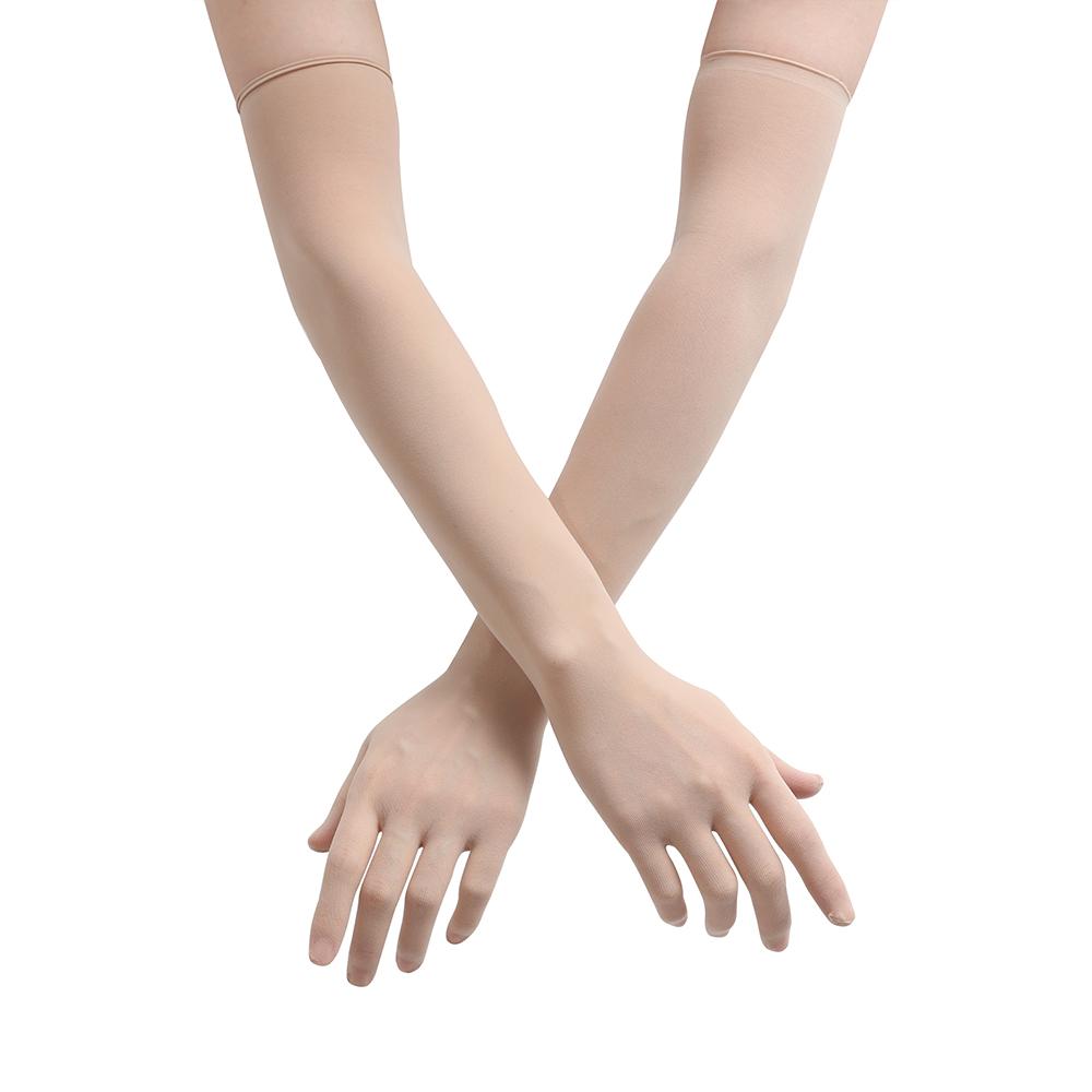 Women Full Finger Mesh Seamless Mitten Finger Pantyhose Gloves Transparent Gloves Long Sheer