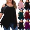 Women's Plus Size Top Short Sleeve Casual Sequin Hollow T-Shirt Pleated Flowy Summer Tops