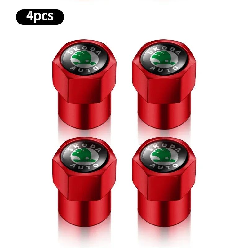 Car Sticker 2026 Hot 4Pcs Car Logo Wheel Tire Valve Air Valve Stem Caps For Skoda Octavia Fabia Kamiq Kapoq Kodiaq Rapid SCALA S