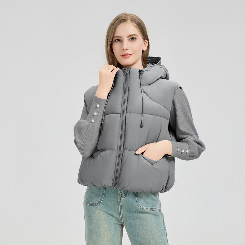 Новый хлопковый жилет для женщин на осень и зиму, маленький, с капюшоном, свободный, короткий, пальто-жилет, жилет