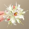 3D Flower Hair Clip Fabric Artificial Orchid Hair Clip  For Weddings Parties and Daily Wear