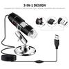1600X Wired Digital Microscope Portable Handheld Microscope with USB+Micro USB Interfaces 8 LED