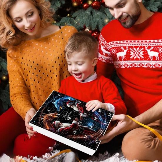 Рождественский адвент-календарь 2024, акриловые игральные кости, украшения, 24-дневный календарь обратного отсчета, набор разноцветных многогранных игральных костей