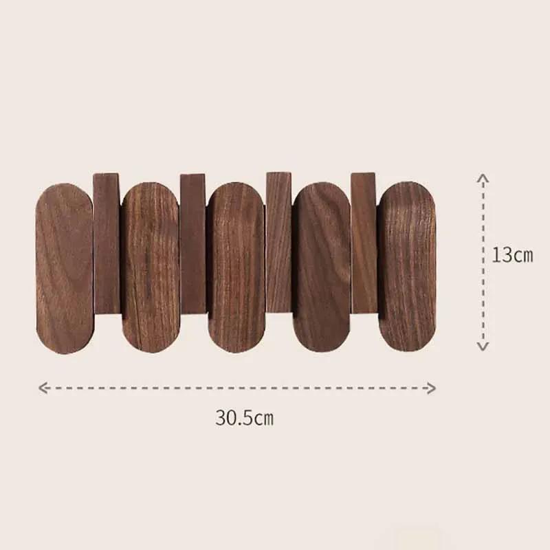 Luxury Wall Coat Rack Walnut Wood Clothes Dress Hanger Hooks Backpack Coat Pants Interior Furniture Bedroom Clothing Storage