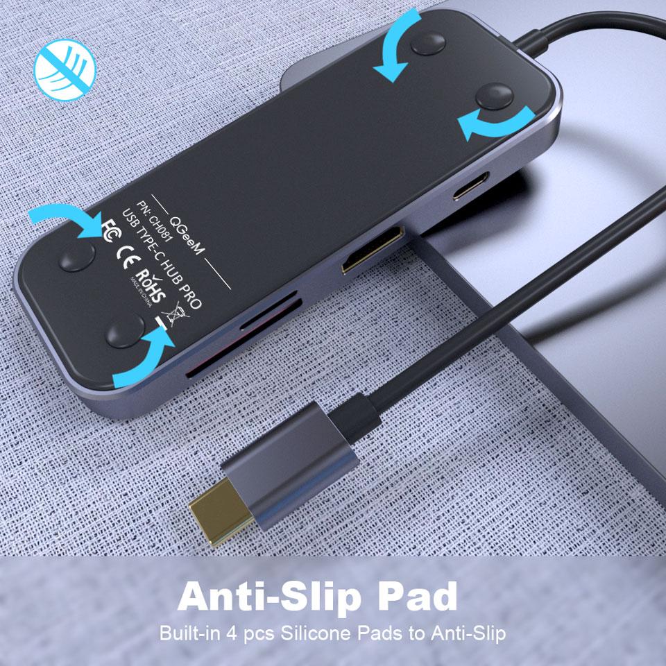QGeeM 8 портов USB C Hub для Macbook Pro Air Type C Hub 3,0 Адаптер TF SD 3,5 мм PD Aux HDMI Type C Hub для iPad Pro ПК Разветвитель док-станции
