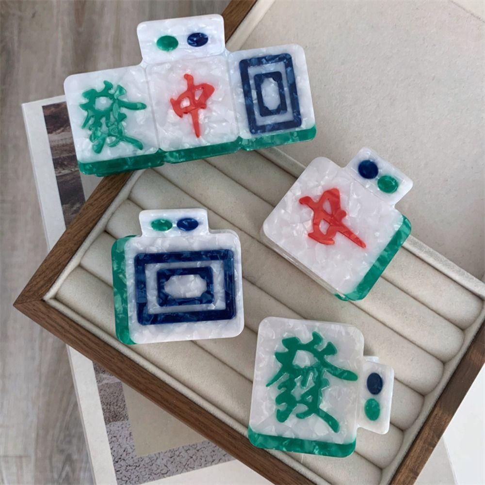 Заколка для волос из ацетата с рисунком, новая заколка для волос в китайском стиле в виде акулы, милая женская заколка для волос в виде маджонга