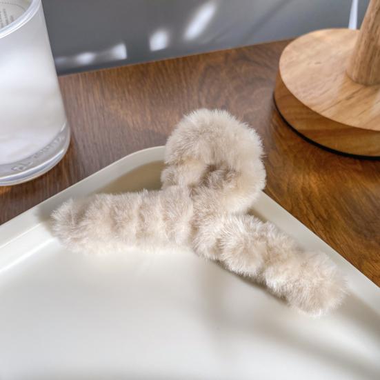 Заколка для волос с плюшевой оберткой, большая заколка для волос с затылком, универсальный аксессуар для волос на каждый день