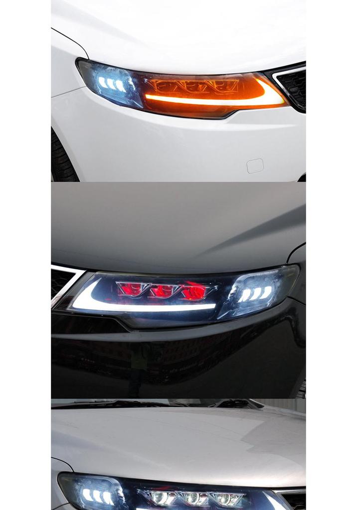 09-13 Светодиодная проекторная сборка фар Kia Forte с дневными ходовыми огнями и динамическими поворотниками