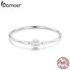 BAMOER Authentic 925 Sterling Silver Charm Bracelet, Classic Shell Basic Bangle for Women Charm Beads DIY Jewelry