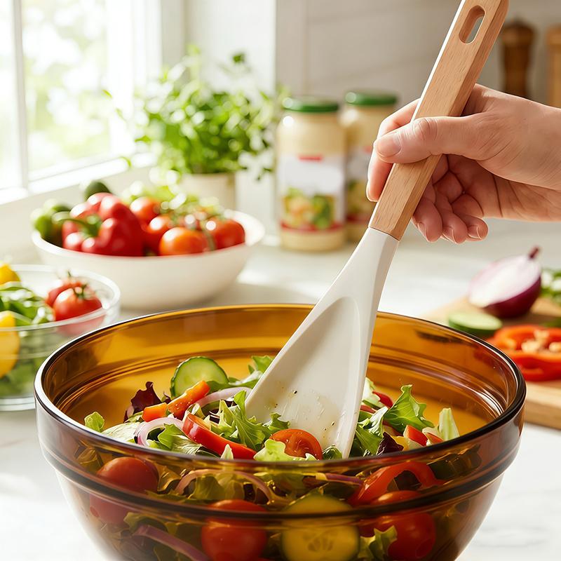 1/2 шт. Силиконовая лопатка, половник с деревянными ручками, многофункциональные ложки, антипригарные лопатки для выпечки, приготовления и смешивания