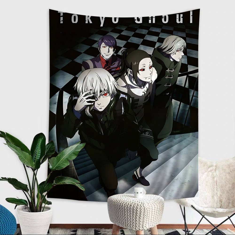Tokyo TTokyo GGhoul ClassicGhoul Anime Tapestry Hanging Tarot Hippie Wall Rugs Dorm Wall Hanging Sheets