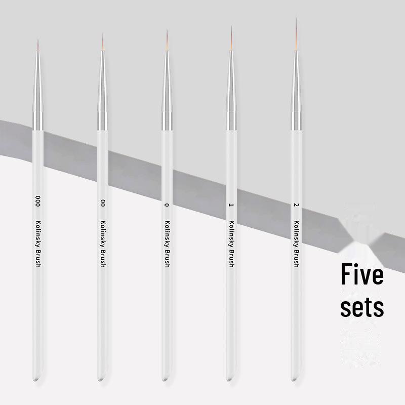 Набор ультратонких японских ручек для нейл-арта: Набор из 5 кистей для создания изящных контуров, вырезания цветов и прорисовки деталей.