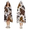 Cowhide Print Thermal Hooded Blanket Wearable Blanket Hooded Robe Cape Outdoor Home