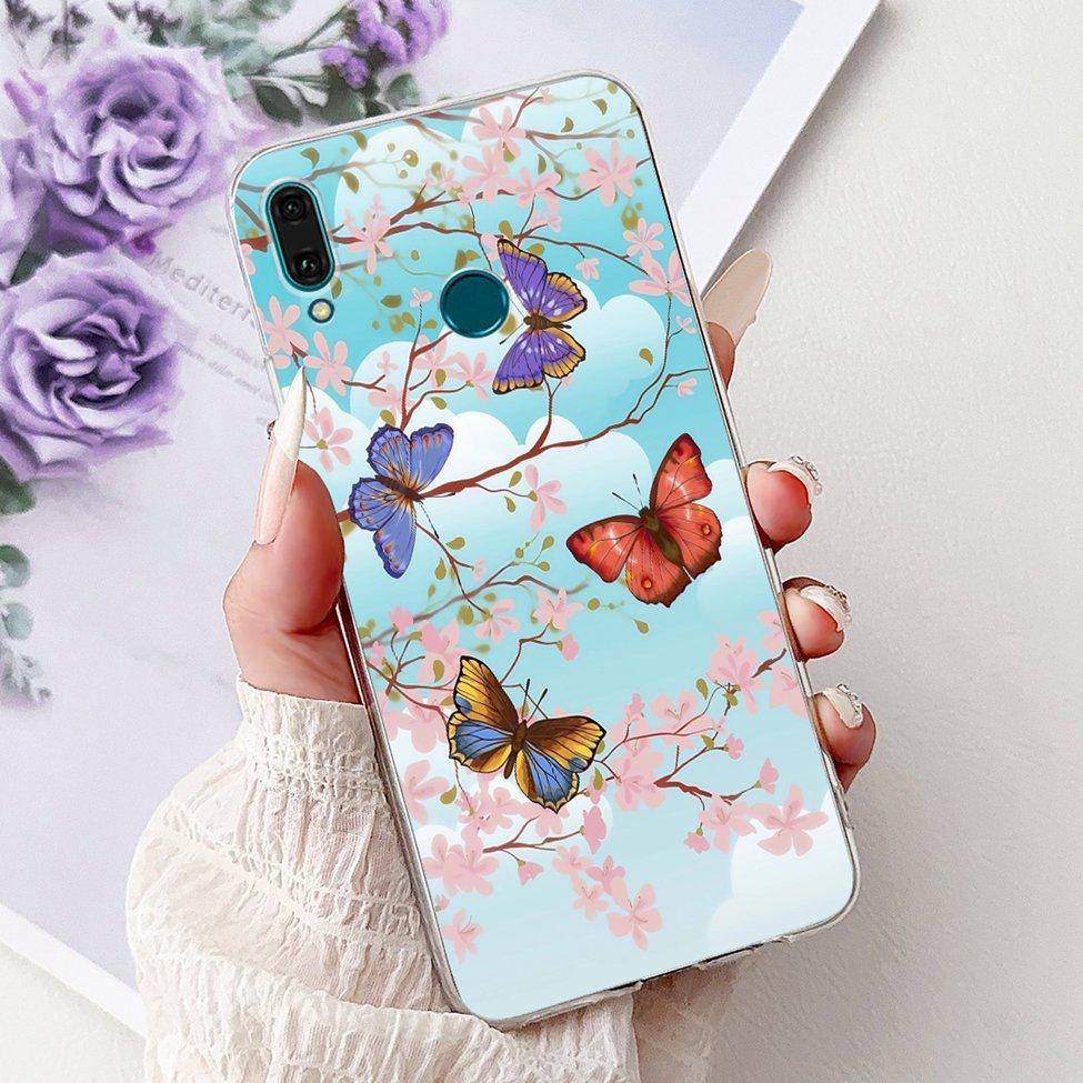Clear For Huawei Y9 2019 Case Cover Cute Fashion Flowers Funny Cool Painted Soft Phone Case For Huawei JKM-LX1 JKM-LX2 JKM-LX3