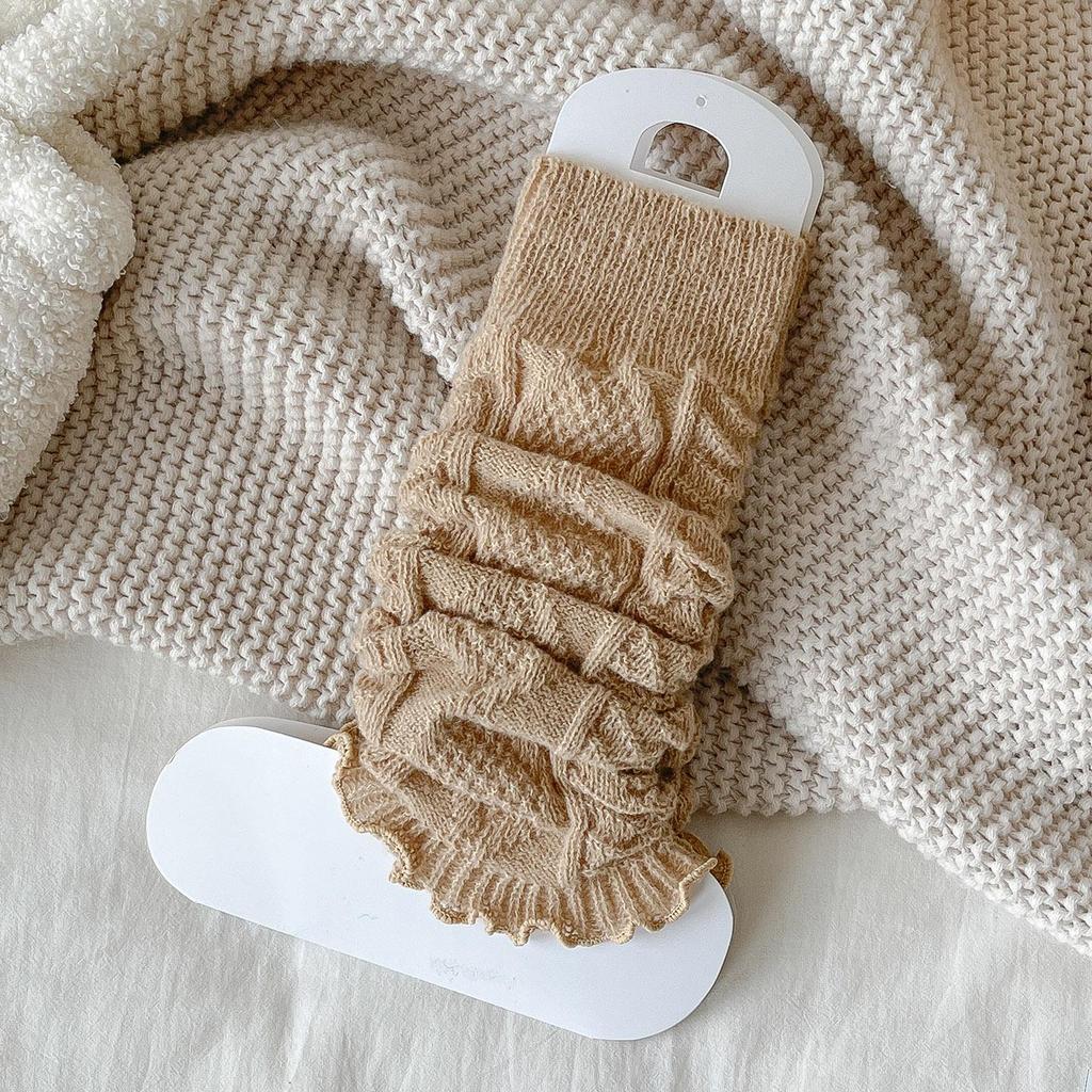 Dark Grey Cable Knit Leg Warmers: Cozy Autumn/Winter Scrunch Socks for Women with Loafers - Solid Color Calf Socks