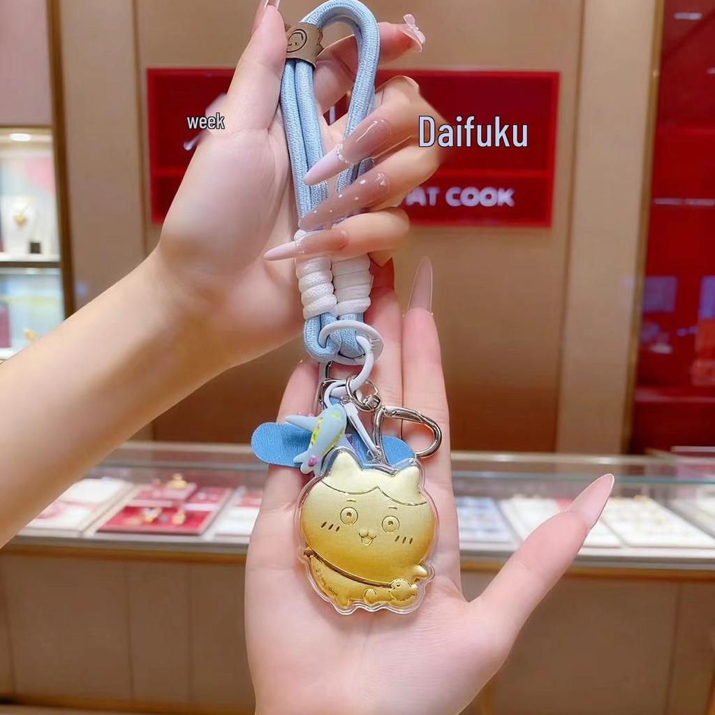 Золотой брелок Cinnamoroll и кожаная сумка для телефона с монограммой и высококачественным подвесом-шармом